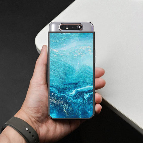 Samsung Galaxy A80 Cover - Mystic Marble Series - HQ Ultra Shine Premium Infinity Glass Soft Silicon Borders Case