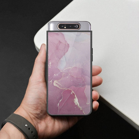 Samsung Galaxy A80 Cover - Mystic Marble Series - HQ Ultra Shine Premium Infinity Glass Soft Silicon Borders Case
