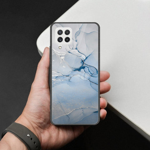 Samsung Galaxy M22 Cover - Mystic Marble Series - HQ Ultra Shine Premium Infinity Glass Soft Silicon Borders Case