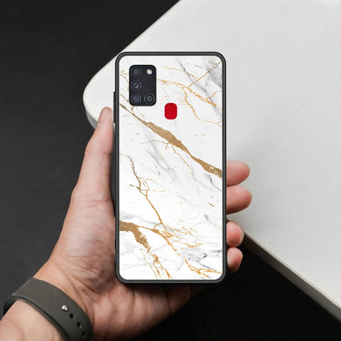Samsung Galaxy A21s Cover - Mystic Marble Series - HQ Ultra Shine Premium Infinity Glass Soft Silicon Borders Case