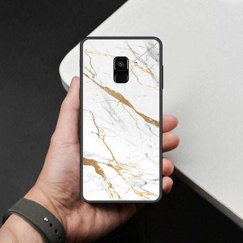 Samsung Galaxy A8 2018 Cover - Mystic Marble Series - HQ Ultra Shine Premium Infinity Glass Soft Silicon Borders Case