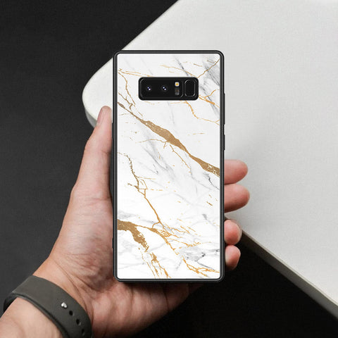 Samsung Galaxy Note 8 Cover - Mystic Marble Series - HQ Ultra Shine Premium Infinity Glass Soft Silicon Borders Case