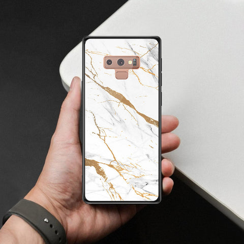 Samsung Galaxy Note 9 Cover - Mystic Marble Series - HQ Ultra Shine Premium Infinity Glass Soft Silicon Borders Case