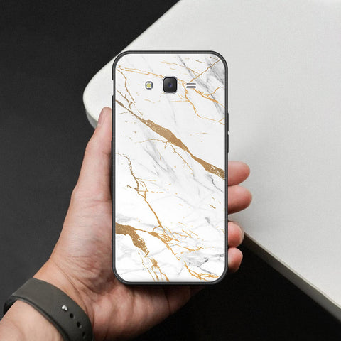 Samsung Galaxy J7 2015 Cover - Mystic Marble Series - HQ Ultra Shine Premium Infinity Glass Soft Silicon Borders Case
