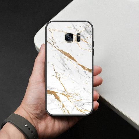 Samsung Galaxy S7 Cover - Mystic Marble Series - HQ Ultra Shine Premium Infinity Glass Soft Silicon Borders Case