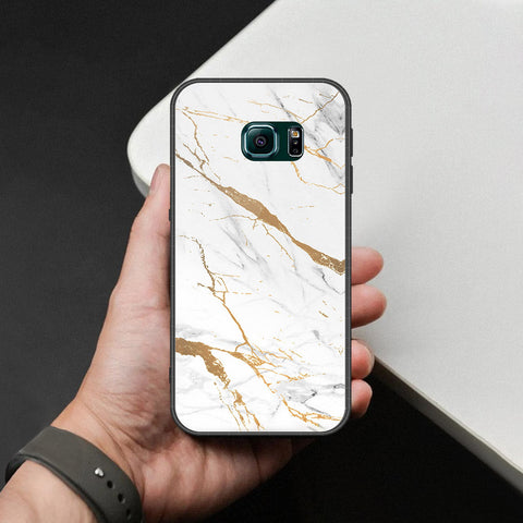 Samsung Galaxy S6 Edge Cover - Mystic Marble Series - HQ Ultra Shine Premium Infinity Glass Soft Silicon Borders Case