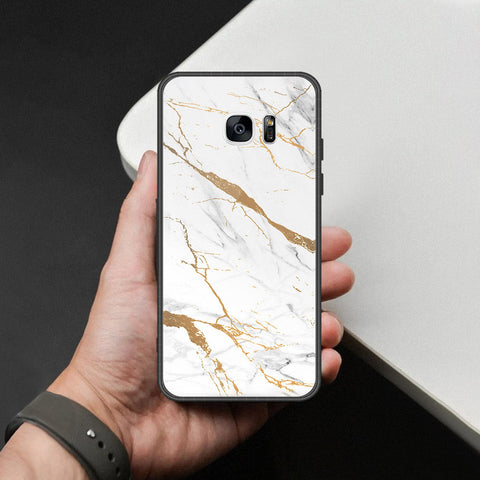 Samsung Galaxy S7 Edge Cover - Mystic Marble Series - HQ Ultra Shine Premium Infinity Glass Soft Silicon Borders Case