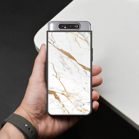 Samsung Galaxy A80 Cover - Mystic Marble Series - HQ Ultra Shine Premium Infinity Glass Soft Silicon Borders Case