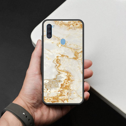 Samsung Galaxy A11 Cover - Mystic Marble Series - HQ Ultra Shine Premium Infinity Glass Soft Silicon Borders Case