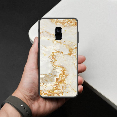 Samsung Galaxy A8 2018 Cover - Mystic Marble Series - HQ Ultra Shine Premium Infinity Glass Soft Silicon Borders Case