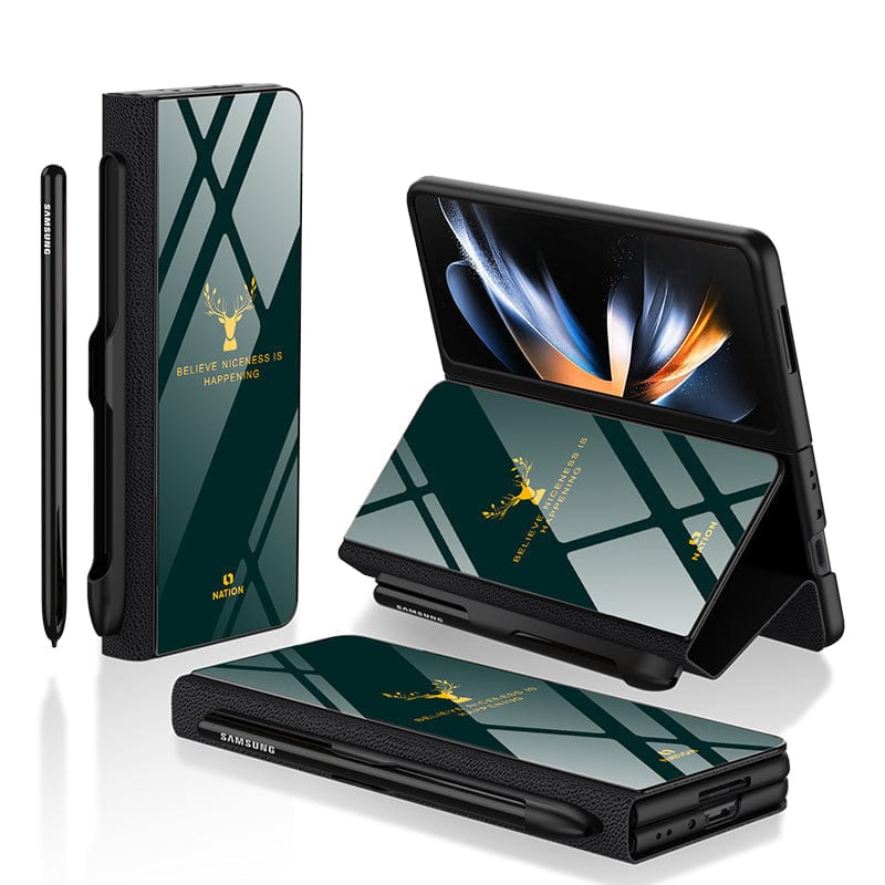 Samsung Galaxy Z Fold 3 5G Cover- Nice Series - D26 - HQ Ultra Shine Premium Infinity Glass Soft Silicon Borders Case ( Fast Delivery )