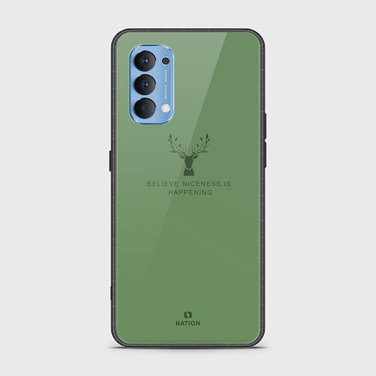 Oppo Reno 4 Cover - Nice Series - HQ Ultra Shine Premium Infinity Glass Soft Silicon Borders Case ( Fast Delivery )