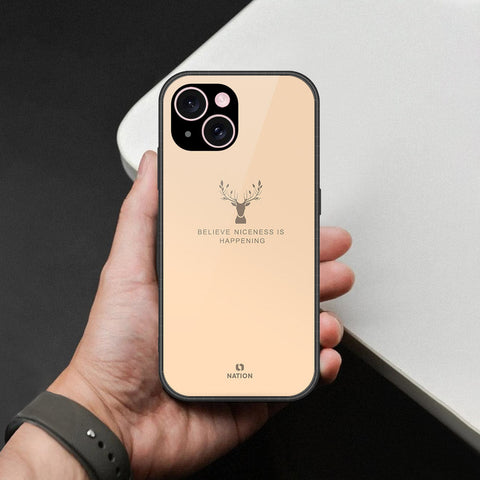 iPhone 15 Plus Cover - Nice Series - HQ Ultra Shine Premium Infinity Glass Soft Silicon Borders Case