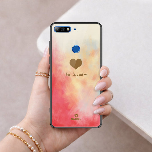 Huawei Y7 2018 Cover - Onation Heart Series - HQ Ultra Shine Premium Infinity Glass Soft Silicon Borders Case