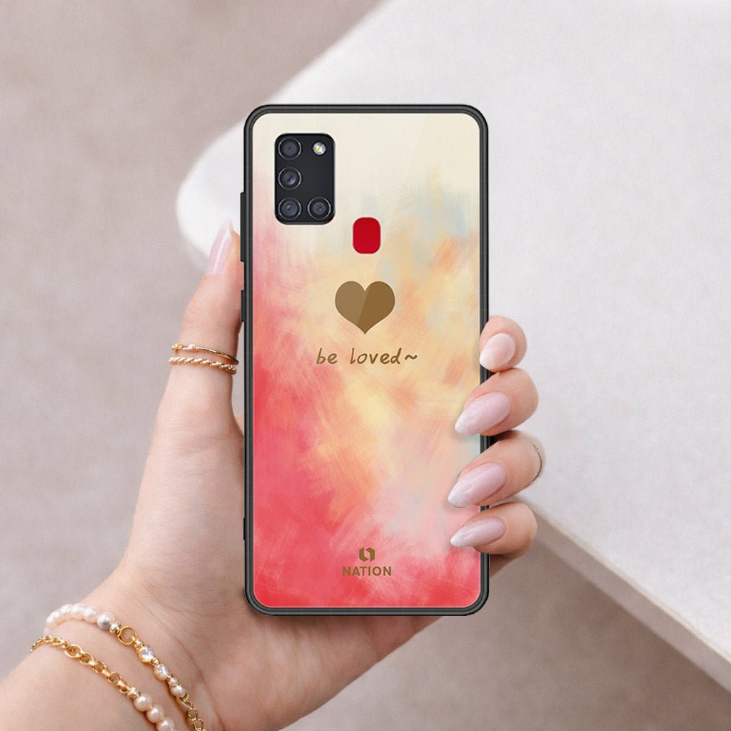 Samsung Galaxy A21s Cover - Onation Heart Series - HQ Ultra Shine Premium Infinity Glass Soft Silicon Borders Case