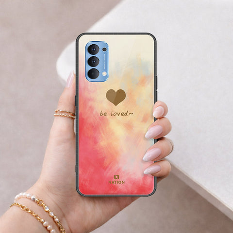 Oppo Reno 4 Cover - Onation Heart Series - HQ Ultra Shine Premium Infinity Glass Soft Silicon Borders Case