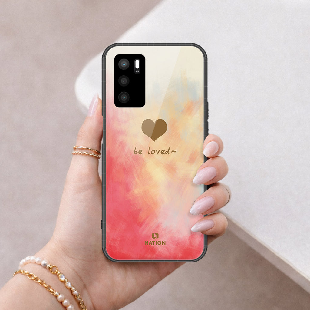 Oppo A16 Cover - Onation Heart Series - HQ Ultra Shine Premium Infinity Glass Soft Silicon Borders Case