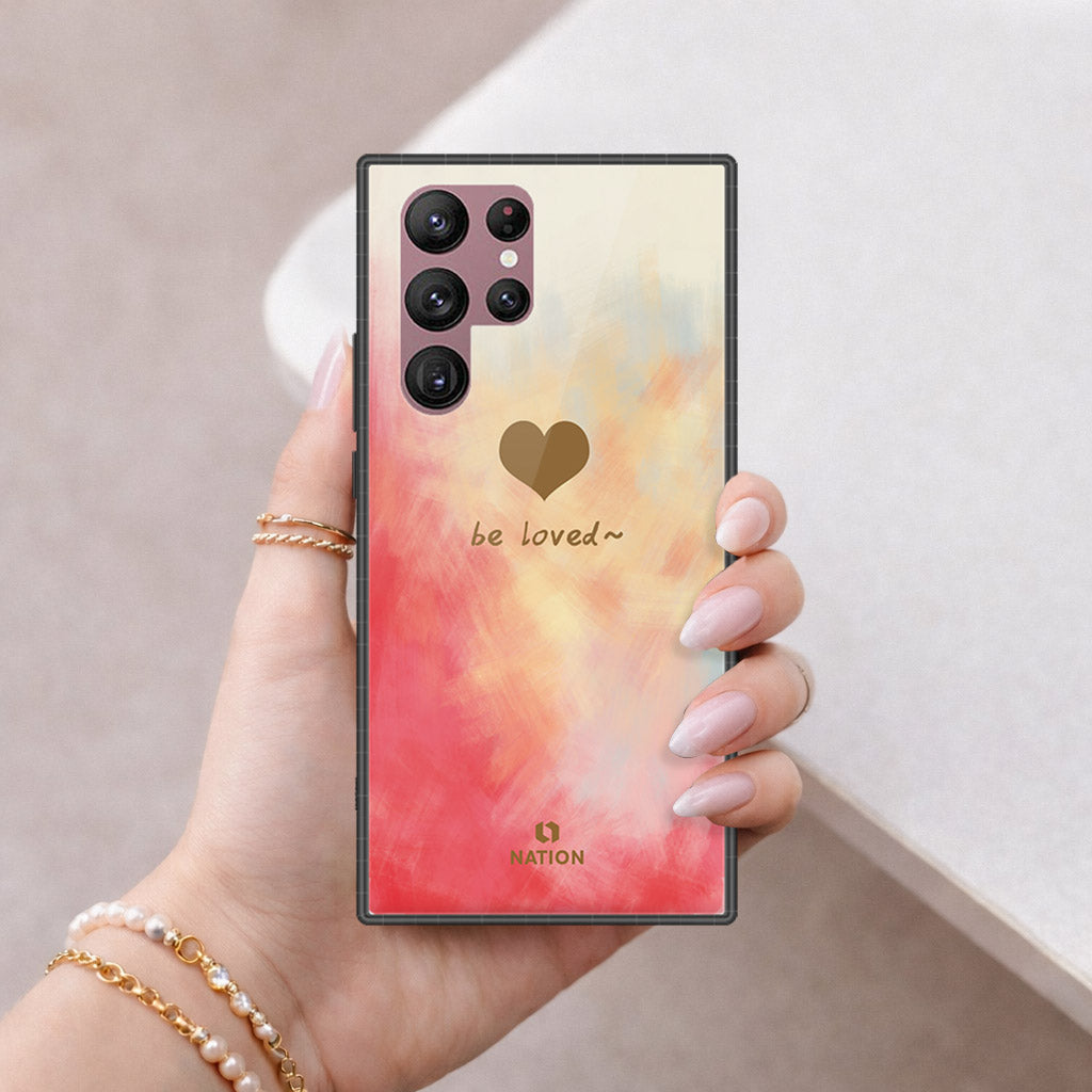 Samsung Galaxy S22 Ultra 5G Cover - Onation Heart Series - HQ Ultra Shine Premium Infinity Glass Soft Silicon Borders Case