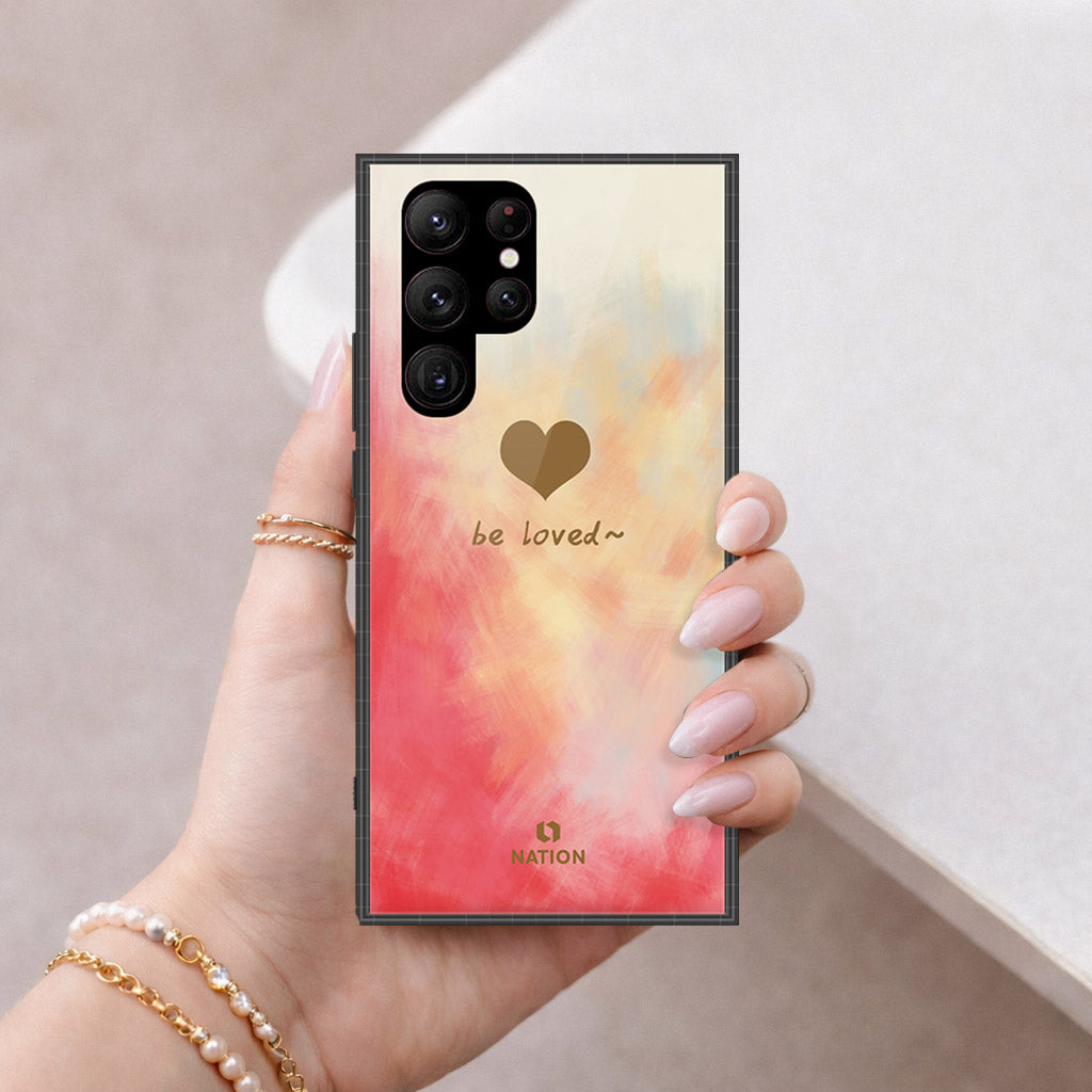 Samsung Galaxy S23 Ultra 5G Cover - Onation Heart Series - HQ Ultra Shine Premium Infinity Glass Soft Silicon Borders Case