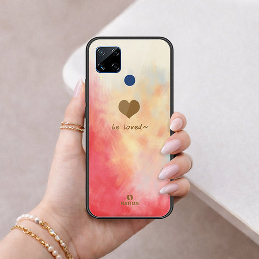 Realme C15 Cover - Onation Heart Series - HQ Ultra Shine Premium Infinity Glass Soft Silicon Borders Case