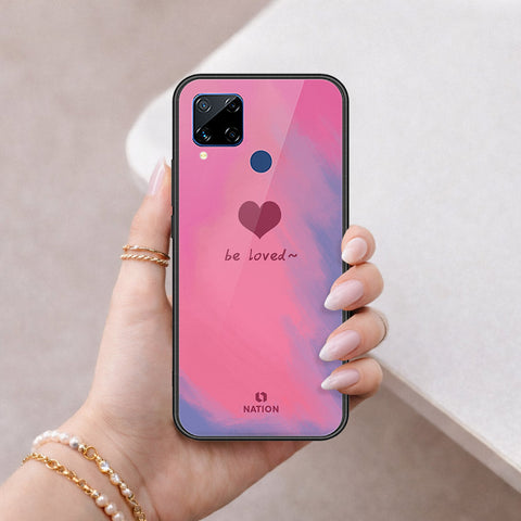 Realme C15 Cover - Onation Heart Series - HQ Ultra Shine Premium Infinity Glass Soft Silicon Borders Case