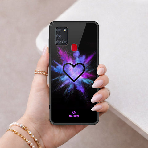 Samsung Galaxy A21s Cover - Onation Heart Series - HQ Ultra Shine Premium Infinity Glass Soft Silicon Borders Case