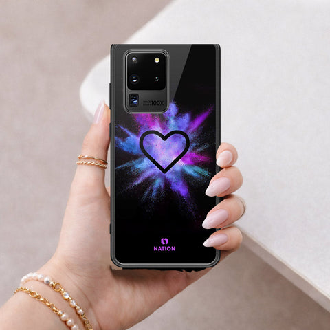 Samsung Galaxy S20 Ultra Cover - Onation Heart Series - HQ Ultra Shine Premium Infinity Glass Soft Silicon Borders Case
