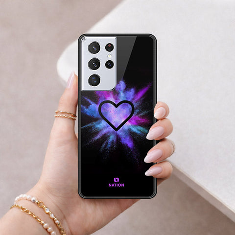 Samsung Galaxy S21 Ultra 5G Cover - Onation Heart Series - HQ Ultra Shine Premium Infinity Glass Soft Silicon Borders Case