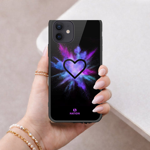 iPhone 12 Mini Cover - Onation Heart Series - HQ Ultra Shine Premium Infinity Glass Soft Silicon Borders Case