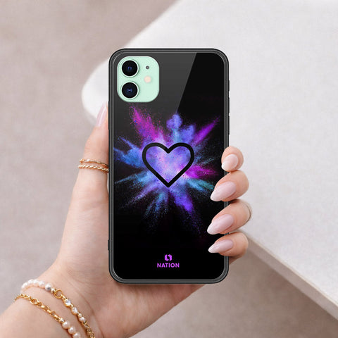 iPhone 11 - Onation Heart Series - HQ Ultra Shine Premium Infinity Glass Soft Silicon Borders Case