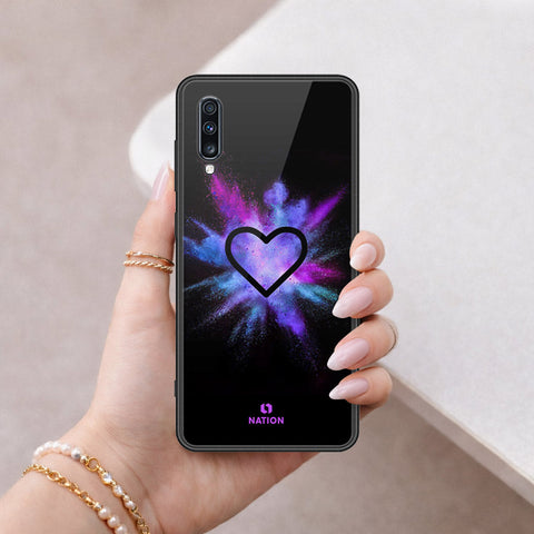 Samsung Galaxy A70s Cover - Onation Heart Series - HQ Ultra Shine Premium Infinity Glass Soft Silicon Borders Case