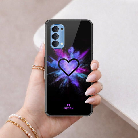 Oppo Reno 4 Cover - Onation Heart Series - HQ Ultra Shine Premium Infinity Glass Soft Silicon Borders Case