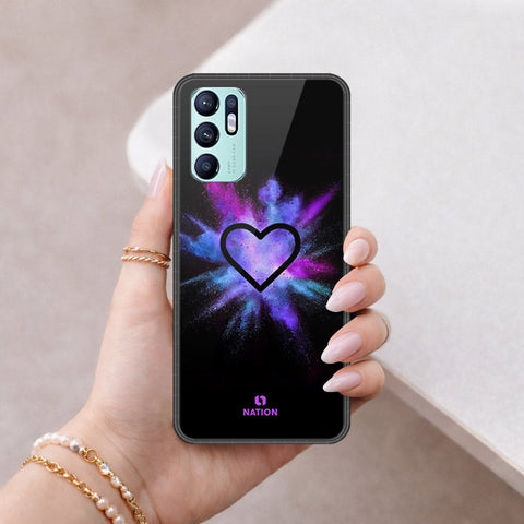 Oppo Reno 6 Cover - Onation Heart Series - HQ Ultra Shine Premium Infinity Glass Soft Silicon Borders Case