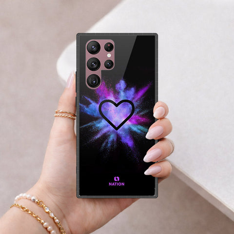 Samsung Galaxy S22 Ultra 5G Cover - Onation Heart Series - HQ Ultra Shine Premium Infinity Glass Soft Silicon Borders Case
