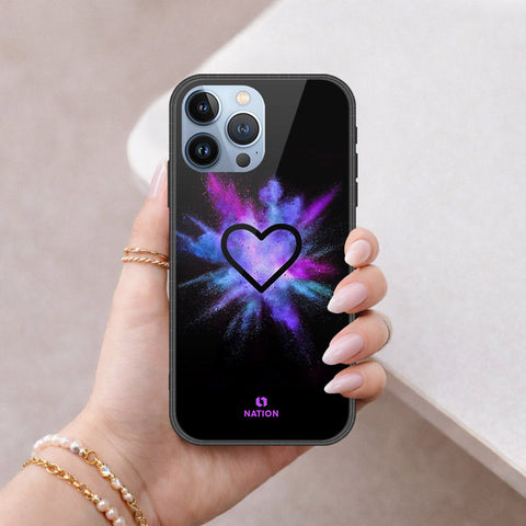 iPhone 14 Pro Max Cover - Onation Heart Series - HQ Ultra Shine Premium Infinity Glass Soft Silicon Borders Case