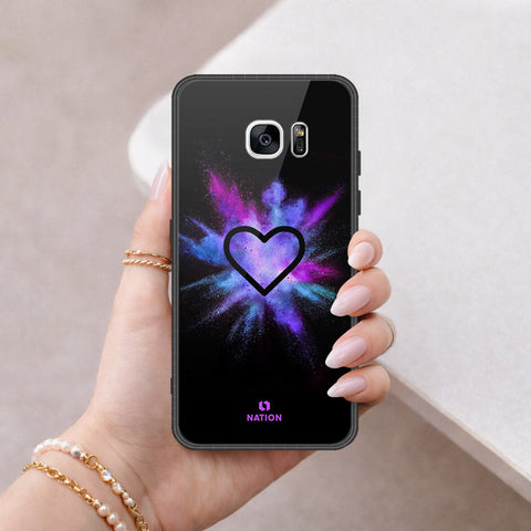 Samsung Galaxy S7 Edge Cover - Onation Heart Series - HQ Ultra Shine Premium Infinity Glass Soft Silicon Borders Case
