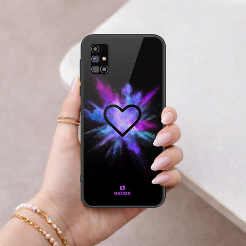 Samsung Galaxy M31s Cover - Onation Heart Series - HQ Ultra Shine Premium Infinity Glass Soft Silicon Borders Case
