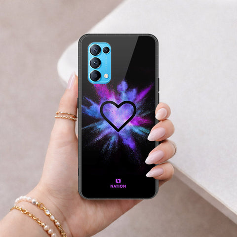 Oppo Reno 5 4G Cover - Onation Heart Series - HQ Ultra Shine Premium Infinity Glass Soft Silicon Borders Case