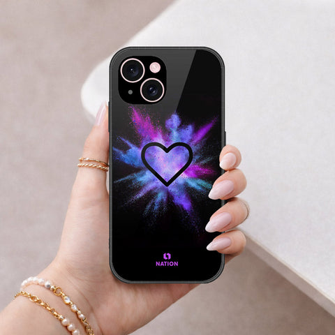 iPhone 15 Cover - Onation Heart Series - HQ Ultra Shine Premium Infinity Glass Soft Silicon Borders Case