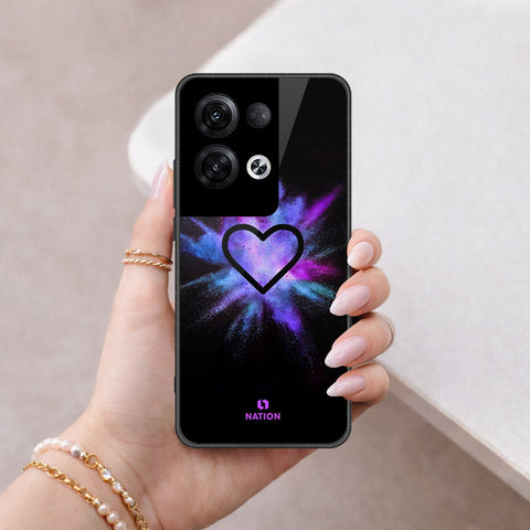 Oppo Reno 8 Pro  Cover - Onation Heart Series - HQ Ultra Shine Premium Infinity Glass Soft Silicon Borders Case