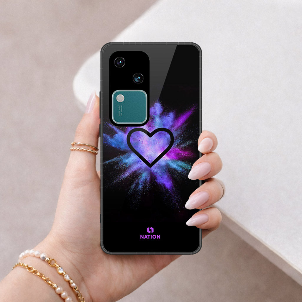Vivo V30 Cover - ONation Heart Series - HQ Ultra Shine Premium Infinity Glass Soft Silicon Borders Case (Fast Dalivery)(AW)
