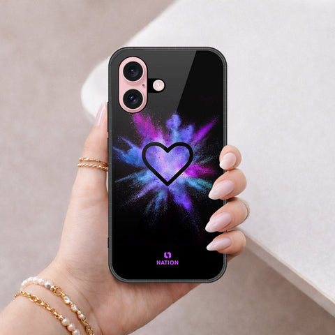 iPhone 16 Plus - Onation Heart Series - HQ Ultra Shine Premium Infinity Glass Soft Silicon Borders Case