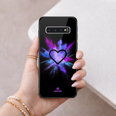 Samsung Galaxy S10 Cover - Onation Heart Series - HQ Ultra Shine Premium Infinity Glass Soft Silicon Borders Case
