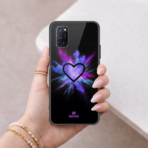 Oppo A92 Cover - Onation Heart Series - HQ Ultra Shine Premium Infinity Glass Soft Silicon Borders Case