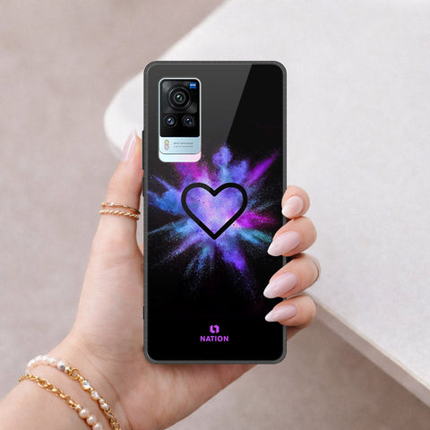 Vivo X60 Cover - Onation Heart Series - HQ Ultra Shine Premium Infinity Glass Soft Silicon Borders Case