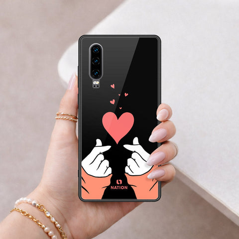 Huawei P30 Cover - Onation Heart Series - HQ Ultra Shine Premium Infinity Glass Soft Silicon Borders Case