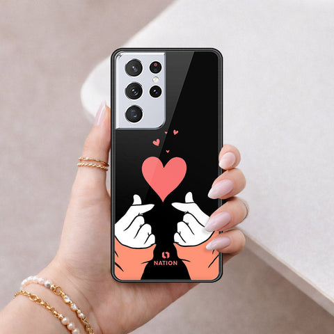 Samsung Galaxy S21 Ultra 5G Cover - Onation Heart Series - HQ Ultra Shine Premium Infinity Glass Soft Silicon Borders Case