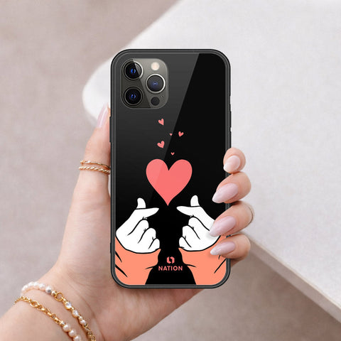 iPhone 12 Pro Max - Onation Heart Series - HQ Ultra Shine Premium Infinity Glass Soft Silicon Borders Case