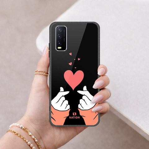 Vivo Y20 Cover - Onation Heart Series - HQ Ultra Shine Premium Infinity Glass Soft Silicon Borders Case