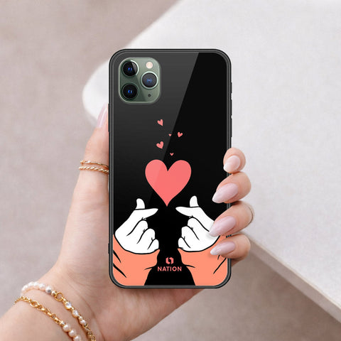 iPhone 11 Pro - Onation Heart Series - HQ Ultra Shine Premium Infinity Glass Soft Silicon Borders Case